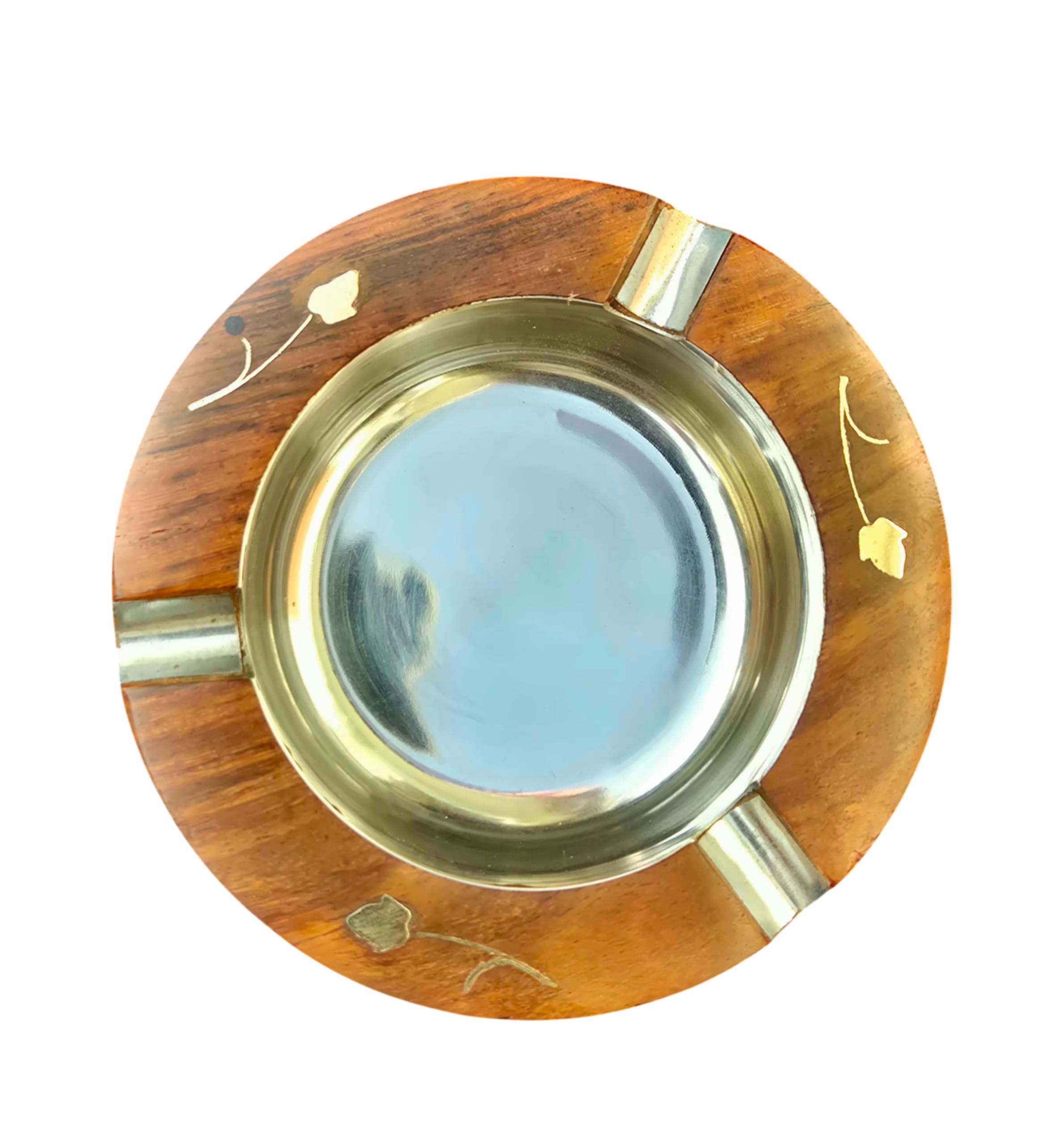 Craftland Handmade Wooden Round And Carved Ashtray With Steel Lid For Home Bar Office Car Table And Gifts 4