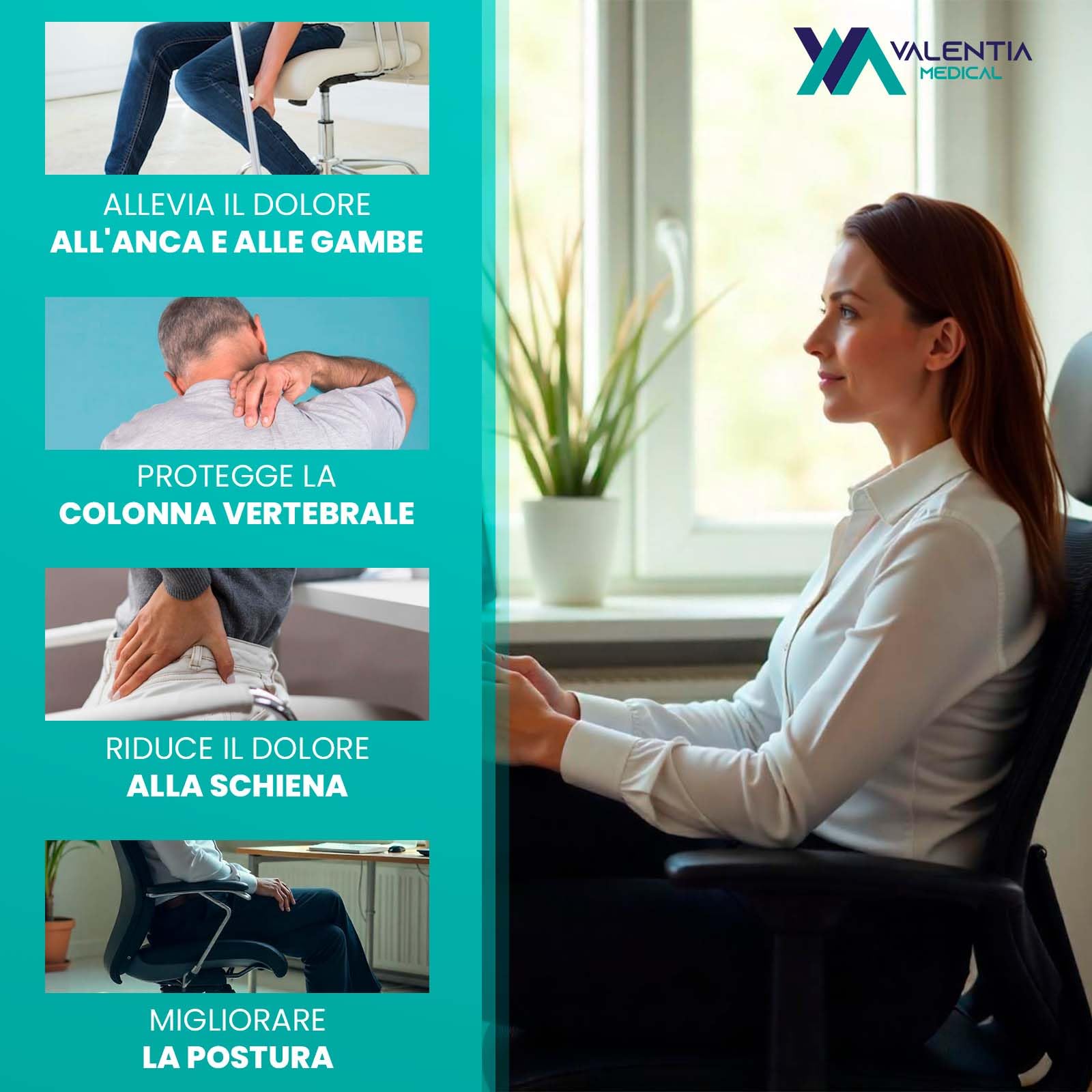 Cuscino Antidecubito Memory Foam 42x42x8 – Supporto Ortopedico Ergonomico per Sedia a Rotelle – Rivestimento Impermeabile con Fodera Interna – Certificato OEKO-TEX – Prodotto Europa
