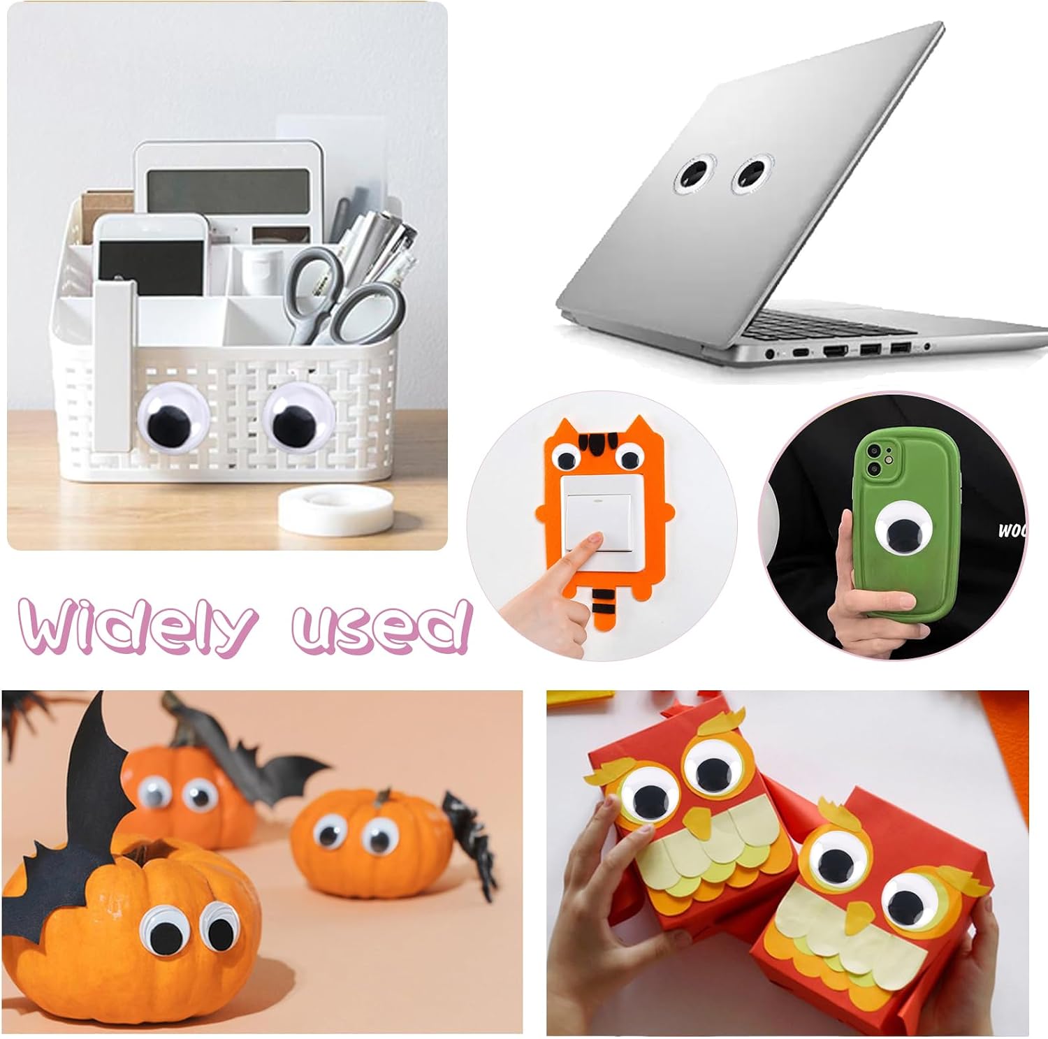 TOAOB 20pcs 2 Inch Wiggle Googly Eyes Self Adhesive Plastic Eyes White
