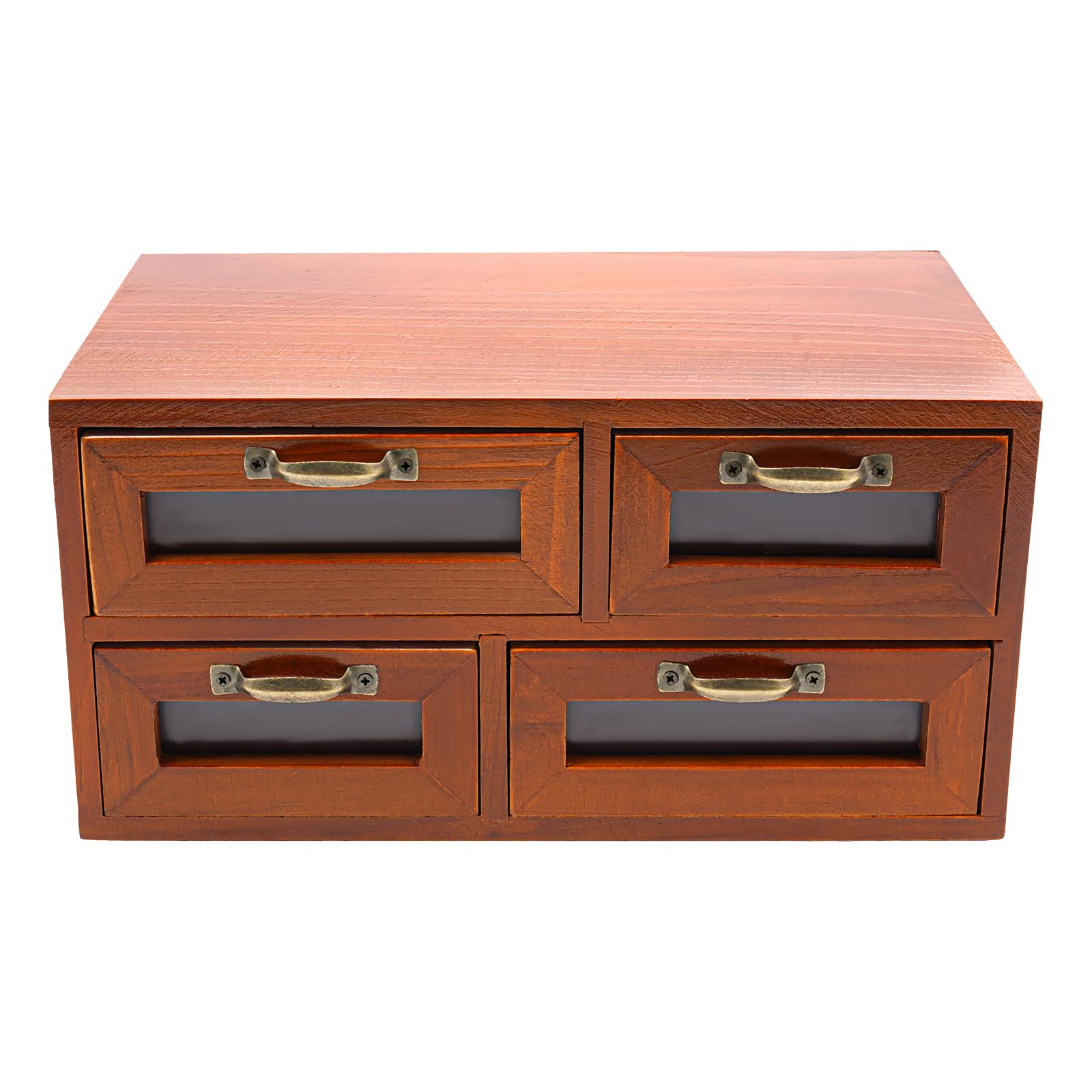 Organizer da scrivania, in legno con 4 cassetti per la casa, cassetti in legno vintage, scatola