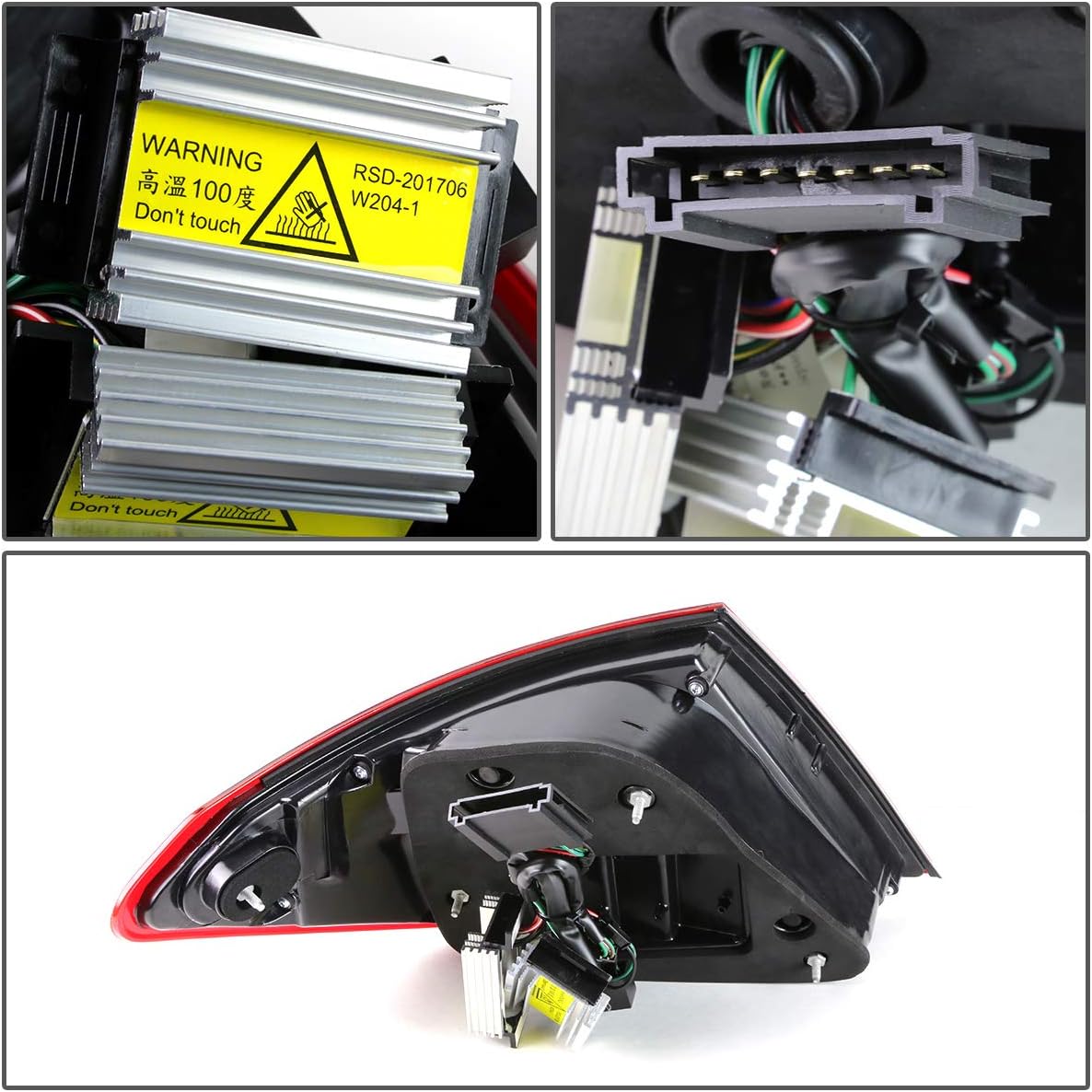 Auto Dynasty Full LED Tail Light Compatible with 12-14 Mercedes-Benz Facelifted W204 C-Class AMG, 3D LED Rear Tail Brake with Corner Signal Light, Red Clear Lens