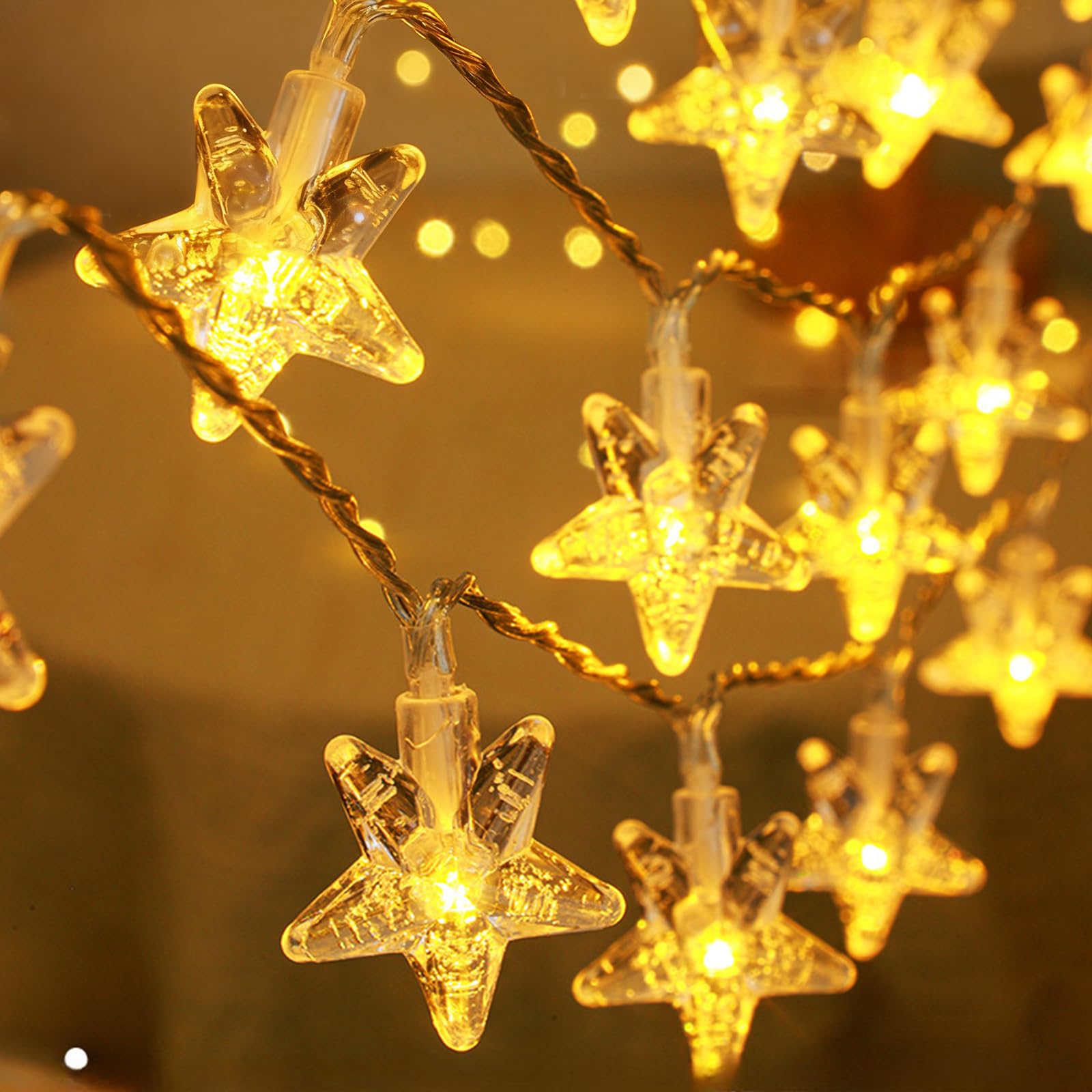 YeahBoom Star String Lights, 3M 20LED Star Christmas String Lights, Battery Operated, String Lights for Children's Room, LED Decorative String Lights for Bedroom, Party, Garden, Wedding, Window Indoor