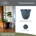 Honeysuckle Planter, Patio Pot, 15" Ocean | Hand-Painted Finish Plant Pots, Lightweight Indoor Outdoor Planter, UV-Resistant, Great for Patio, Home & Garden Decor Accent