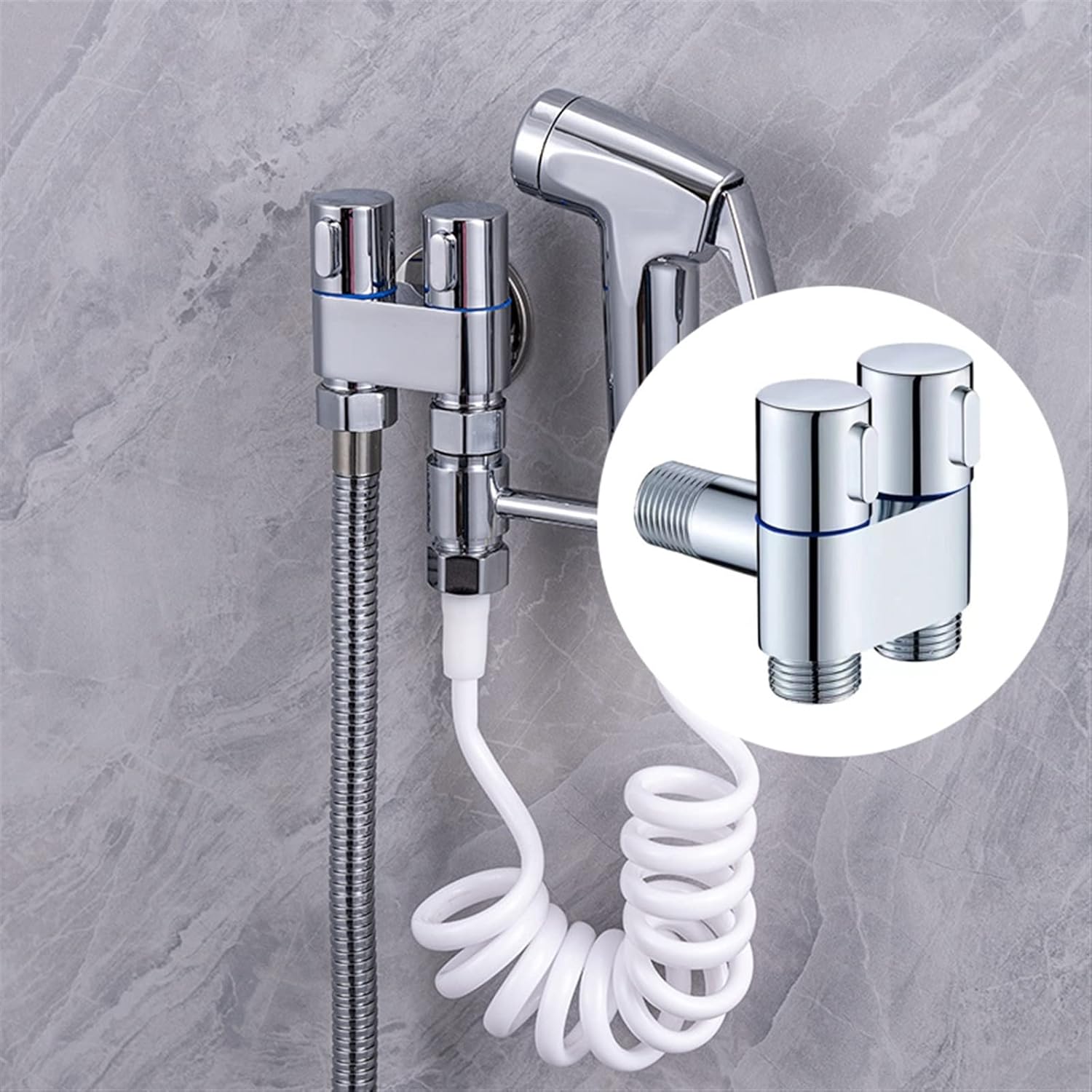 G1/2 Zinc Alloy Three-Way Filling Angle Valve Wall Mount One Into Two Out Water Cleaning Sprayer for Bathroom Toilet Accessories 1Pcs