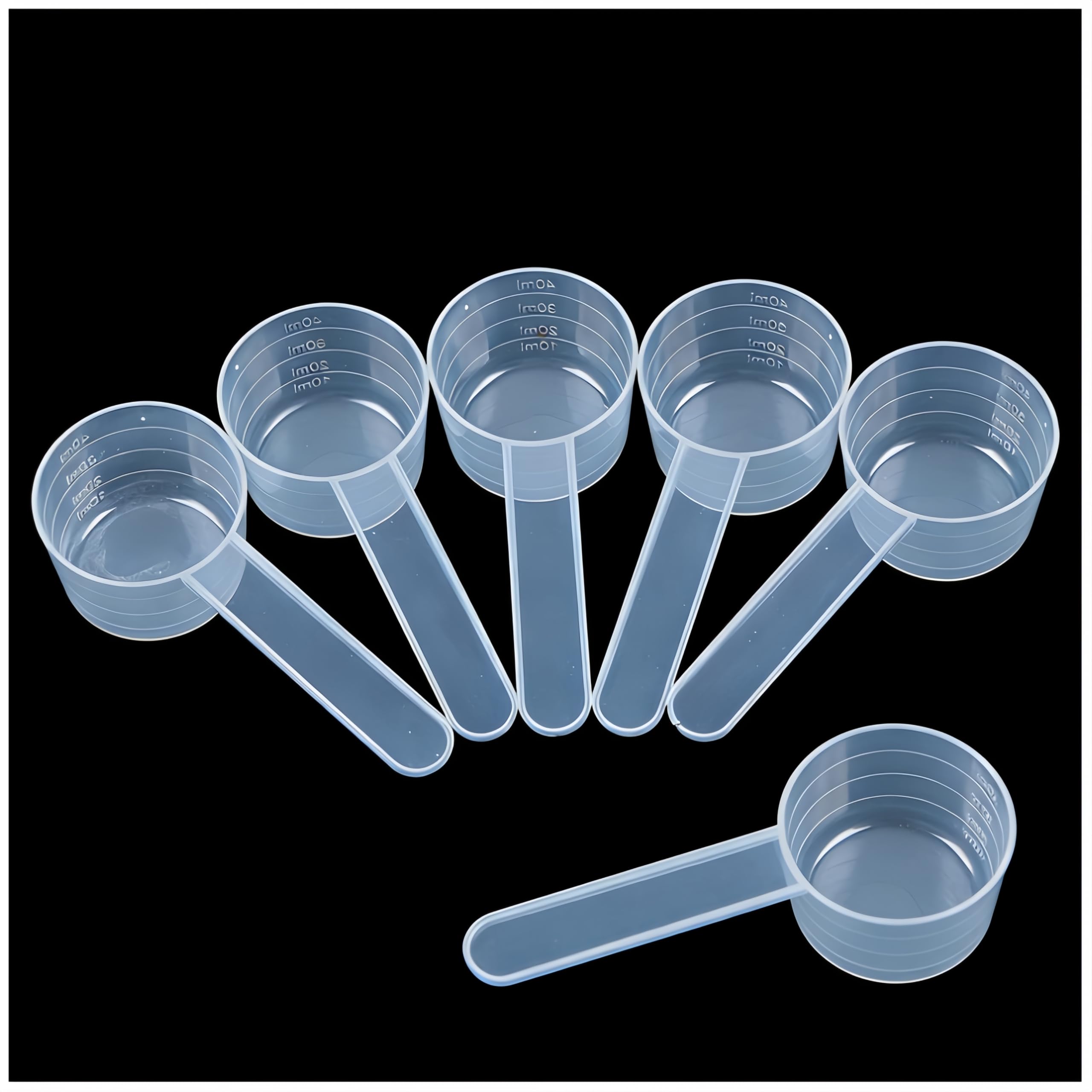 Lot de 6 cuillères doseuses transparentes avec échelle 20 g poudre 40 ml liquide café mesure plastique
