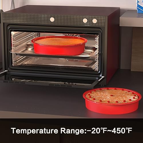 Miniatura 4 de SILIVO Moldes de silicona antiadherentes redondos de 9.5 pulgadas, paquete de 2 para tartas de capa, queso y chocolate