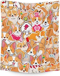 Corgi Blanket Gifts - 40"x50" Cute Throw for Adults, Kids - Colorful Soft Fuzzy Blankets for Bed, Couch & Living Room
