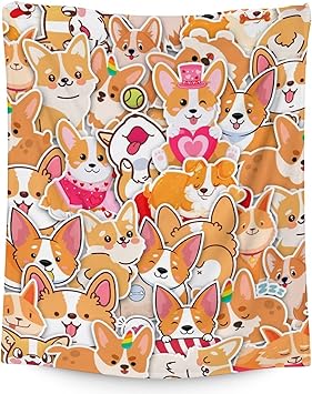 Corgi Blanket Gifts - 40"x50" Cute Throw for Adults, Kids - Colorful Soft Fuzzy Blankets for Bed, Couch & Living Room