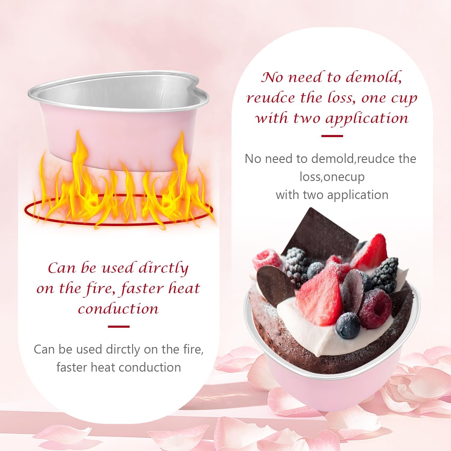 30 Pcs Heart Shaped Cake Pans with Lids (100ml/3.4OZ)