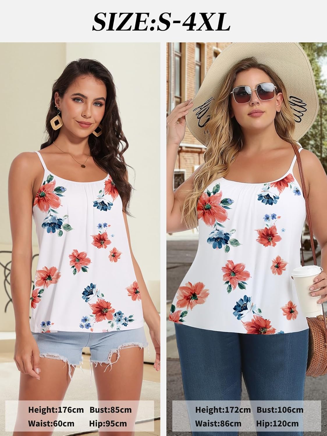 Camisoles for Women with Built in Bra Adjustable Strap Tank Tops Cami Sleeveless Summer Tops for Workout Sleeping Traveling - Image 4