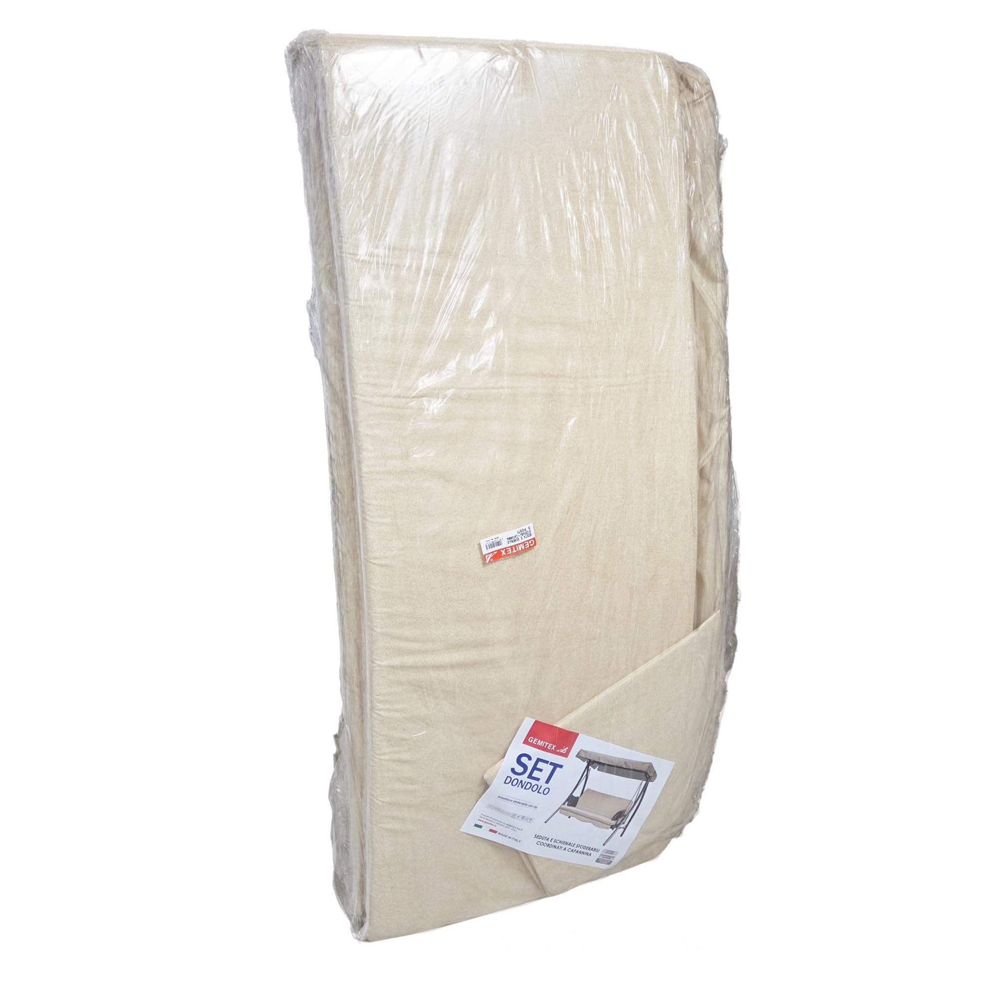 Sicignano | Set Cuscino per Dondolo da Esterni – Telo Parasole Incluso, Cotone/Poliestere con Imbottitura in Poliuretano Espanso, Ideale per Giardino Terrazza Veranda (Ecrù, 3 posti, 129x50x60h cm)
