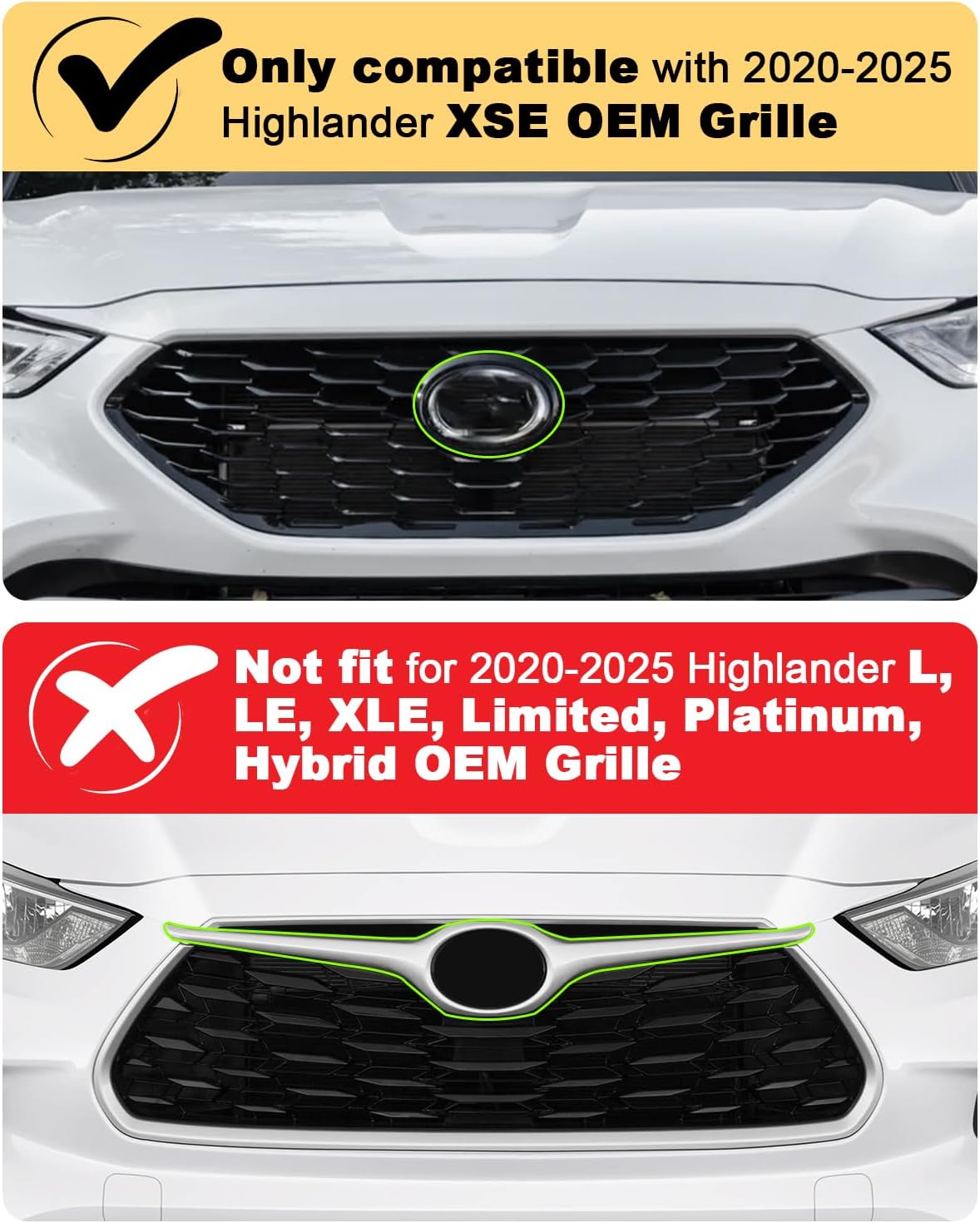 LED Grill Lights for Toyota Highlander XSE 2024-2020 Accessories Raptor Lights OEM Grille Warning Lamp,4pcs (Yellow)