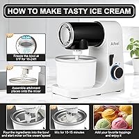 Vista 4 de Aifeel Stand Mixer, 6.5QT Mixer with Ice Cream Maker Attachments, Kitchen Electric Mixer Multifunctional Bread Dough Mixer with Dough Hook,Whisk &