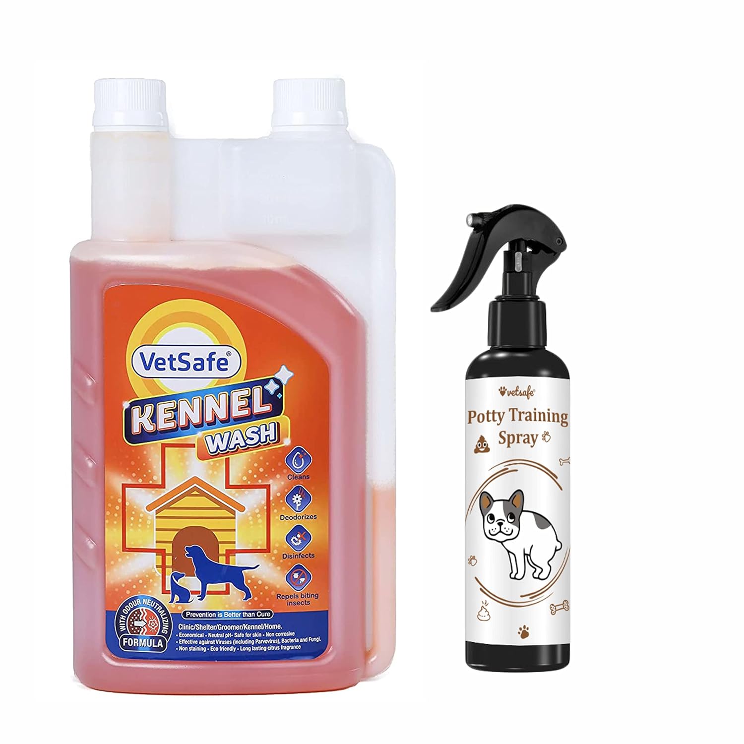 VetSafe® Kennel Wash 1000 ML with Potty training spray 200 ML Kennel