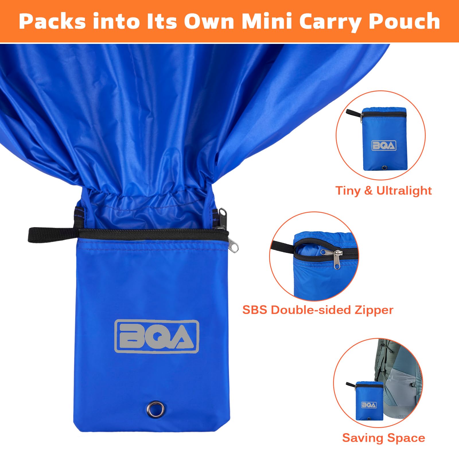 BQA Coprizaino Antipioggia Parapioggia per Zaino (10-70L) Stoccaggio Monopezzo con Copertura a Zaino con Fibbia Regolabile per Escursionismo, Campeggio, Ciclismo