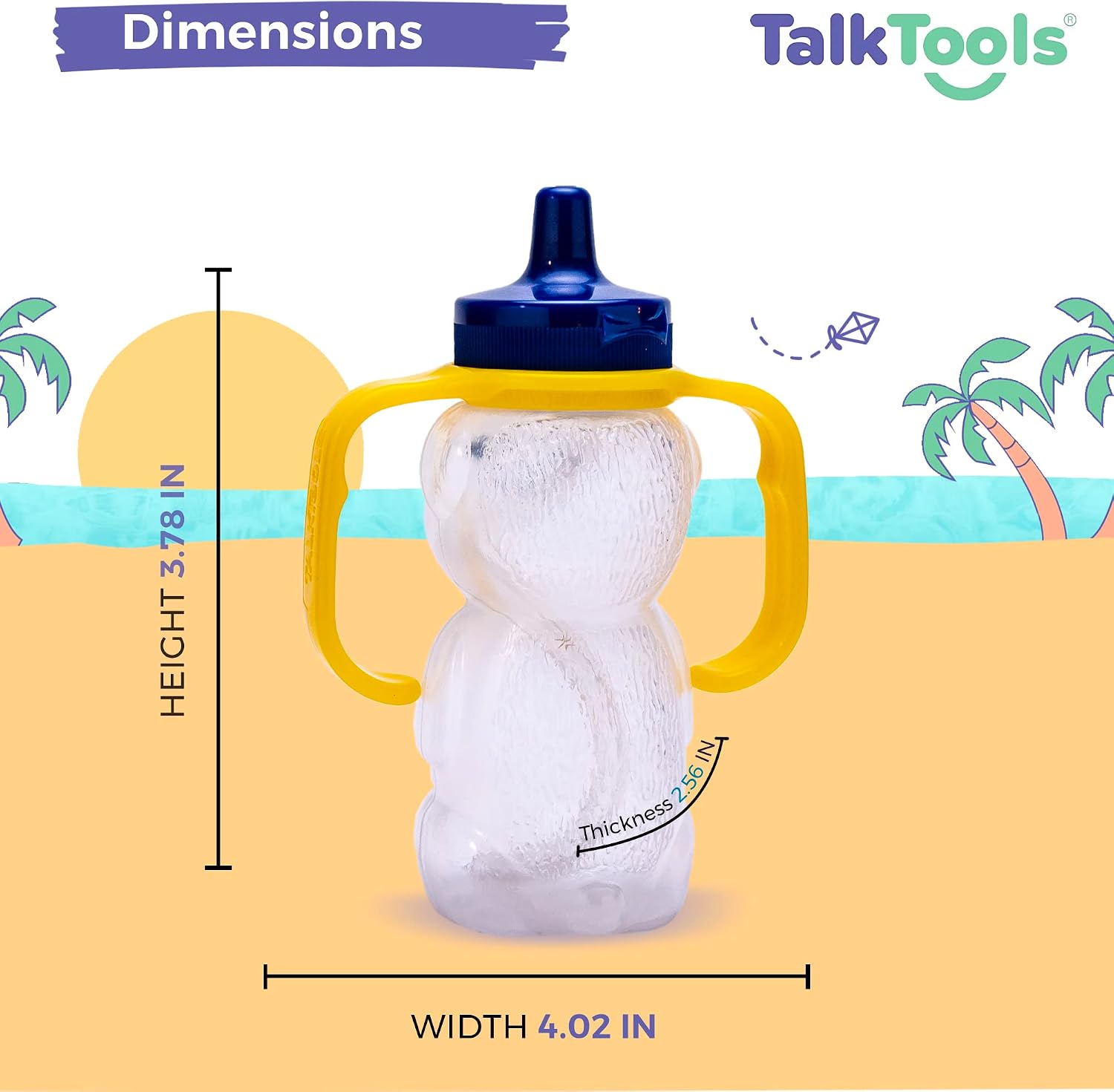 TalkTools Honey Bear Drinking Cup with 2 Straws - Special Needs Assistive Drink Container | Spill Proof & Leak Resistant Lid | Helps teach lip rounding, tongue retraction and other oral-motor skills.