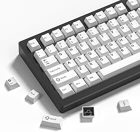 Conjunto de teclas Womier Double Shot PBT 138 teclas, Cherry Profile Custom Keycaps 60 65 75 100 por cento para 61/64/68/84/87/100/104/108 teclado mecânico retrô para jogos, branco