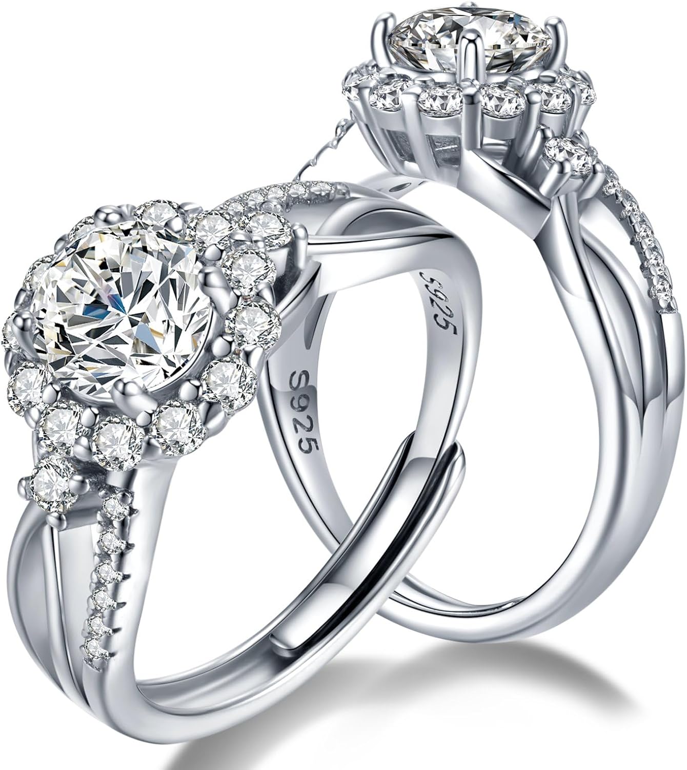 Atylyk 1 Carat G color VVS1 Moissanite Adjustable Engagement Flower Ring Wedding Promise 925 Sterling Silver Solitaire Rings for Women