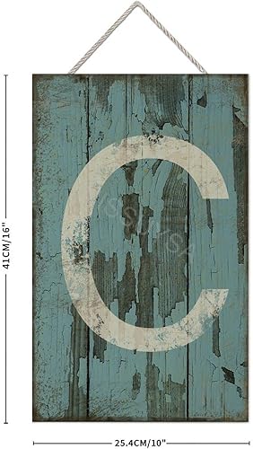 Vista 78 de Letrero colgante de madera con letra A, letrero de madera, decoración del hogar, 26 letras del alfabeto de metal, placa de madera, decoración