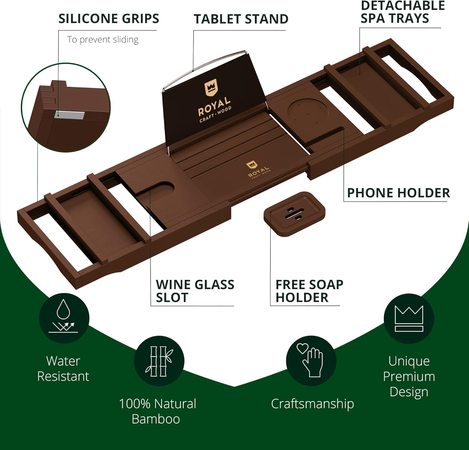 Bamboo Bathtub Tray - Image 9