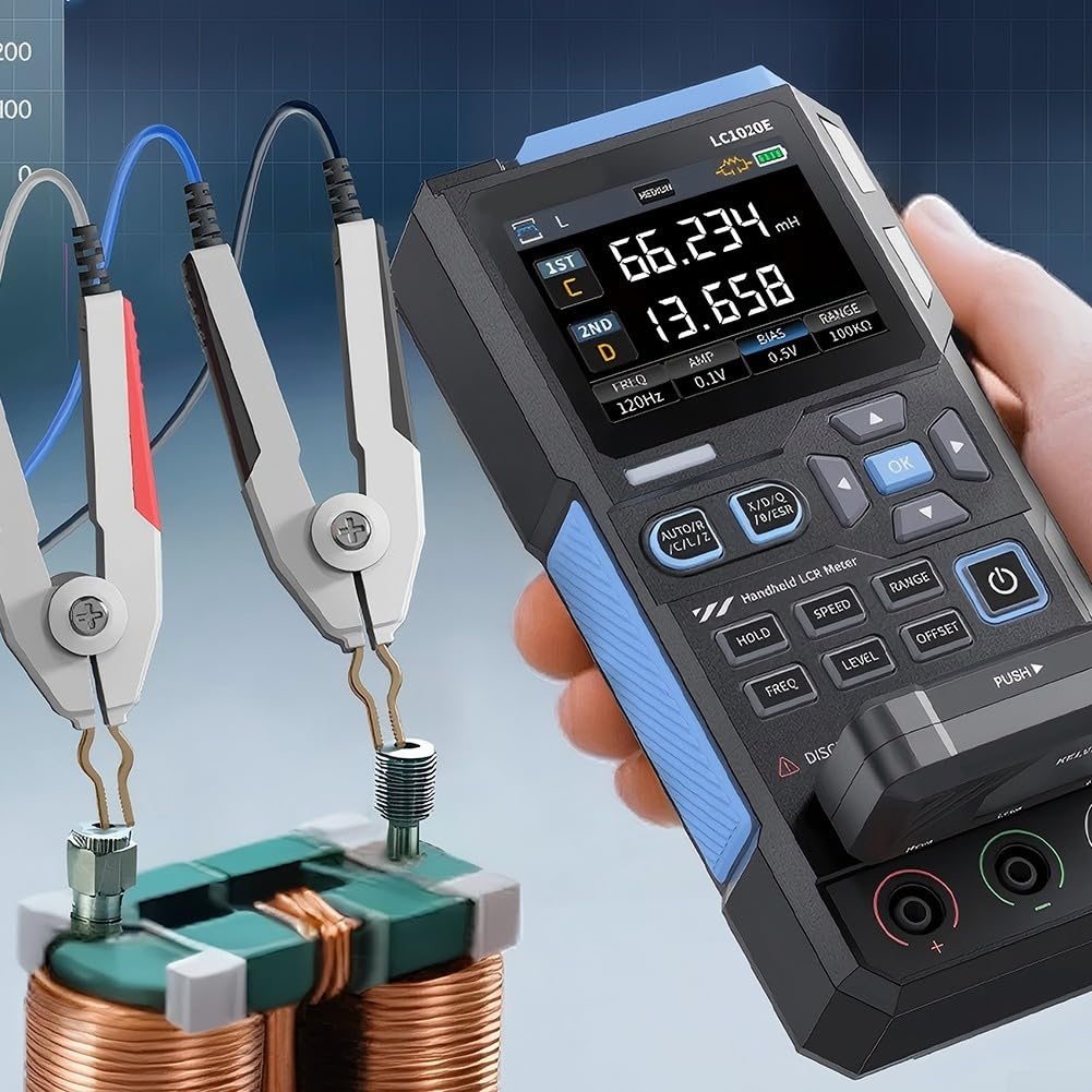 LC1020E Testeur numérique LCR Bridge Meter ESR pour mesure de résistance et d'inductance avec 5 fréquences de test Précision de 0,3 % 3 bornes 5 bornes (LC1020E en anglais)