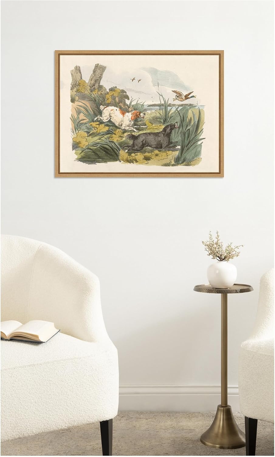 Kate and Laurel Framed Canvas Wall Art Print Duck Fowling Henry Thomas Alken by Nostalgia Prints, 24 x 18 Sylvie Natural Frame, Vintage, Animal Art for Wall Decor
