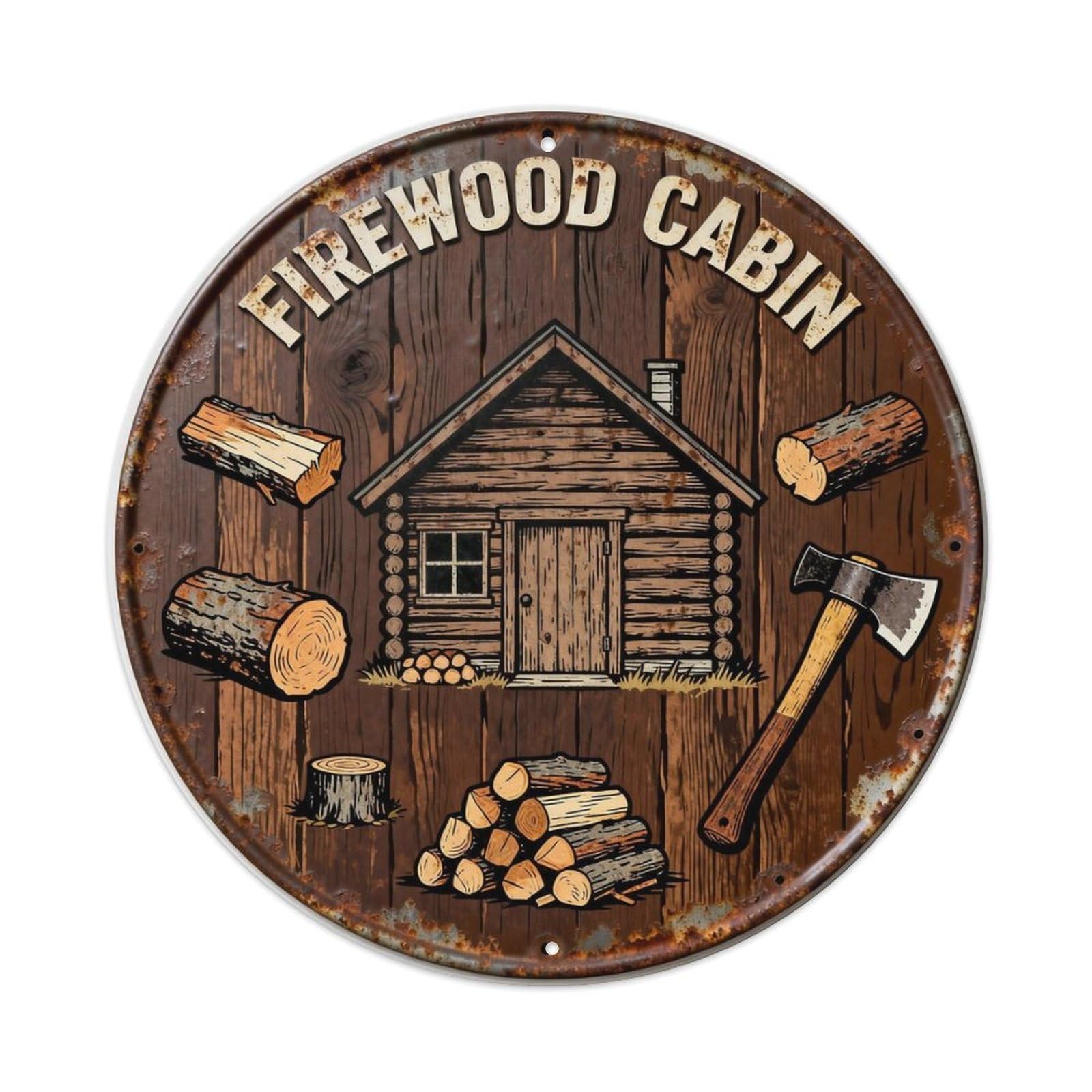 FIREWOOD CABIN Metal Tin Sign Plaque