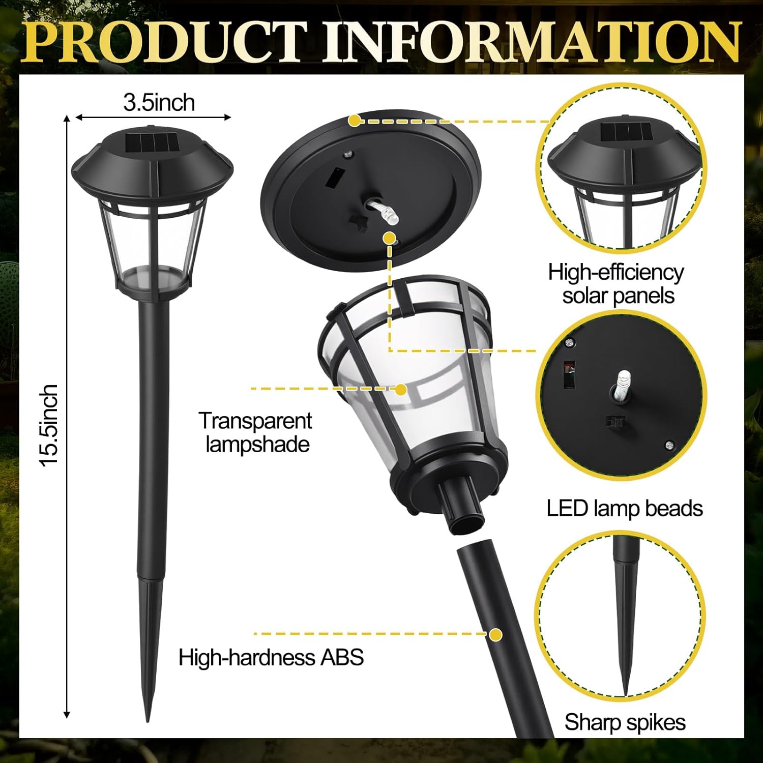 Tuanse 20 Pack Solar Pathway Lights Outdoor - Waterproof LED Bulk Solar Landscape Walkway Lights for Yard Garden Patio Lawn Decoration (Warm Light)