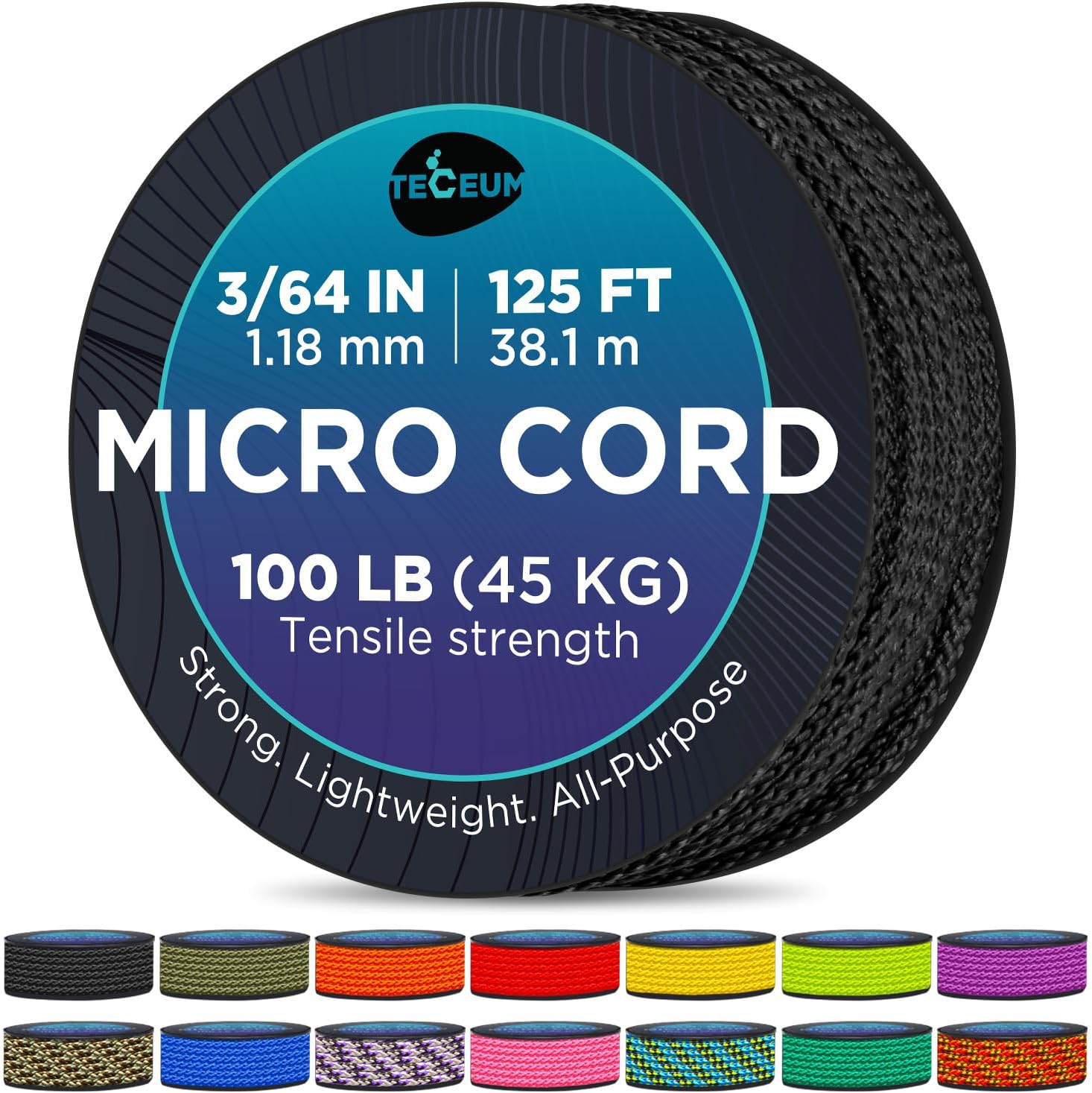 TECEUM Micro Paracord – 1.18 mm X 125 ft – Micro Utility Cord – Thin Braided Paracord Rope – Best for Crafting, DIY Projects, Fishing, Camping – Wind Chime Replacement – Survival Strong String TECEUM Micro Paracord – 1.18 mm X 125 ft – Micro Utility Cord – Thin Braided Paracord Rope – Best for Crafting, DIY Projects, Fishing, Camping – Wind Chime Replacement – Survival Strong String