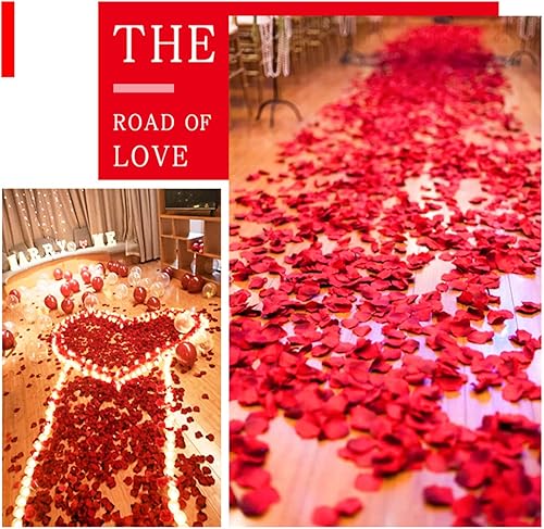 Miniatura 4 de Pedales de rosa, pétalos de rosa de seda roja, 1000 pétalos de flores para decoración de propuestas, decoraciones románticas, noches especiales