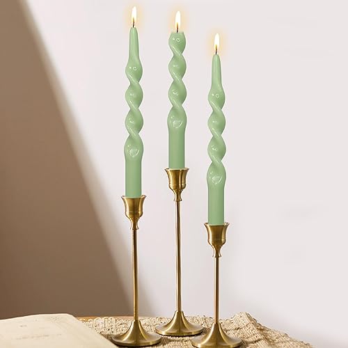 Miniatura 37 de Vela cónica en espiral torcida de 10 pulgadas, velas de colores sin perfume, velas altas sin humo para el hogar, vacaciones, boda, fiesta