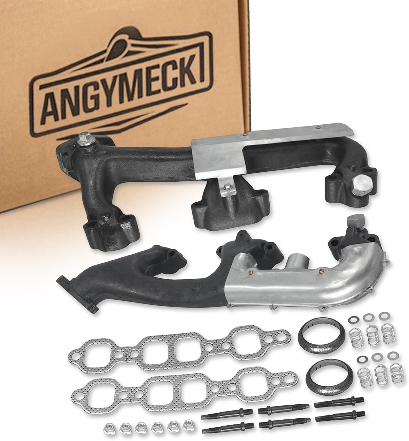 AngyMeck Cast Iron Exhaust Manifold Pair Left & Right for Chevy GMC C/K 1500-3500 1988-1995 w/ Gaskets OEM 674-156 674-157
