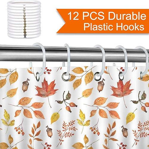 Miniatura 3 de Mocsicka Cortina de ducha con hojas de otoño, cosecha de Acción de Gracias, cortina de ducha botánica de 72 x 72 pulgadas, decoración del hogar,
