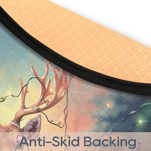 Miniatura 4 de Christmas Tree Animal Reindeer (4) Round Area Rug 3ft Machine Washable Circular Rugs for Dining Room Table Bedroom Playroom Throw Rugs for Dog