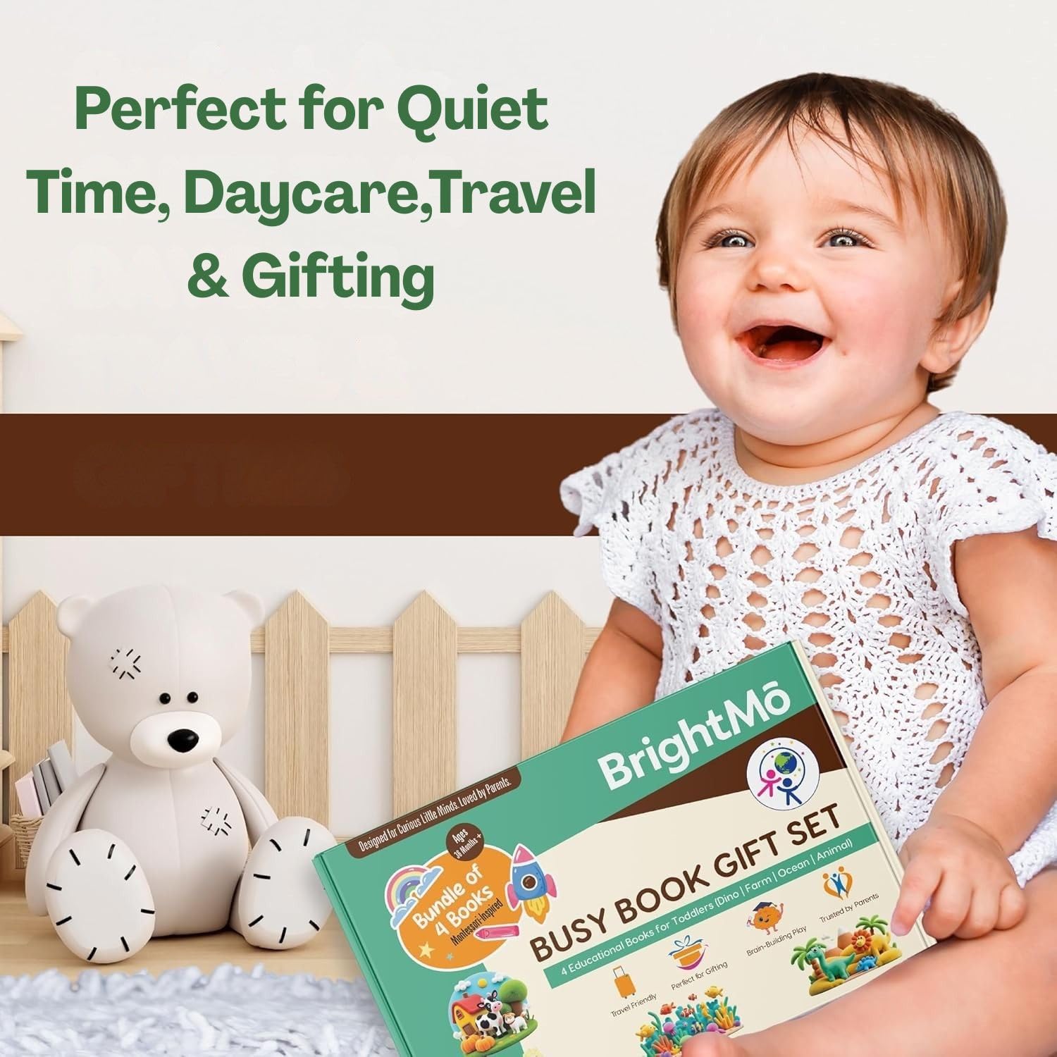 BendJoy® Dinosaur Busy Binder Book for Toddlers 1-3 | Interactive Learning Busy Book, Mess-Free Quiet Play Mess-Free & Reusable | Montessori & Cognitive Skills | Portable Travel Toy 4