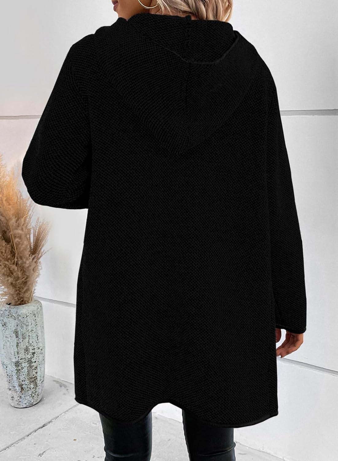 Sidefeel Womens 2026 Fall Outfits Long Sleeve Open Front Contrast Cardigan Sweaters Oversized Chunky Hooded Sweaters Coat