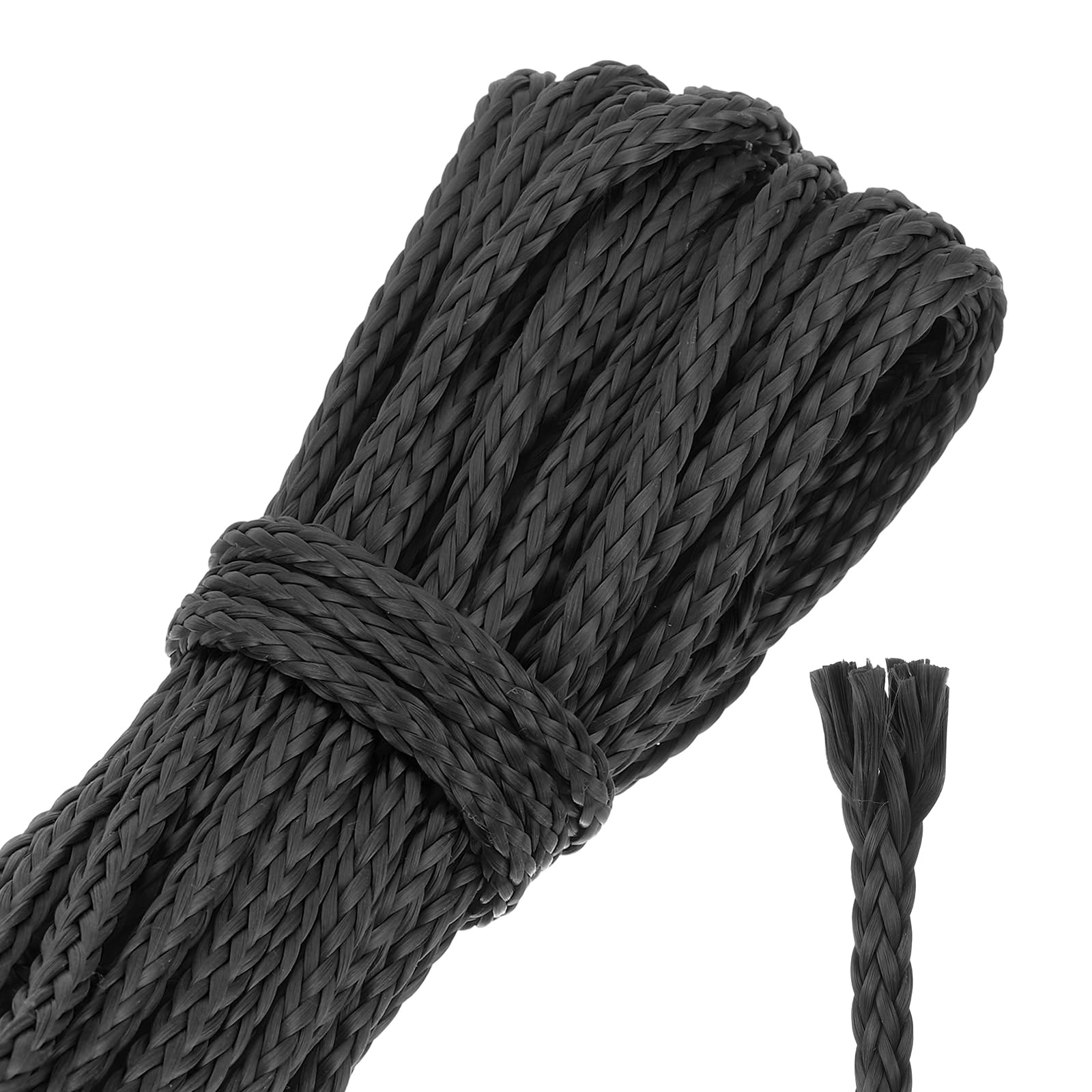 sourcing map 50Ft Braided Fishing Line, 1500lb 3.5mm Diameter Multipurpose Utility Paracord Line Wind Chime String Kite Line for Camping, Hot Air Balloon, Outdoor Survival, Black
