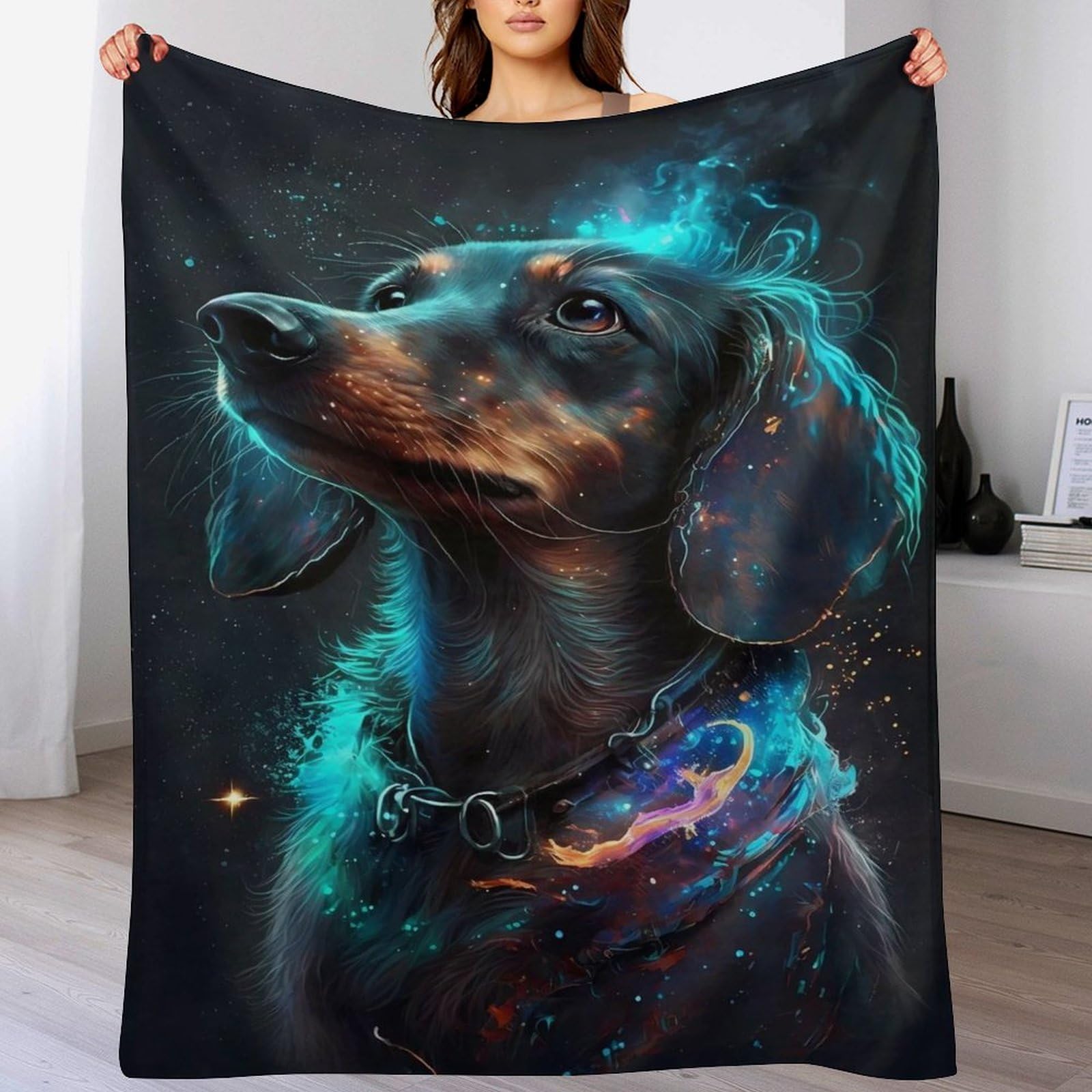 Decke Flannel Kuscheldecken Dackel Hund Couchdecke, Warme Weiche Vier Jahreszeiten Decken, Schlafdecke Tagesdecke 150×200cm