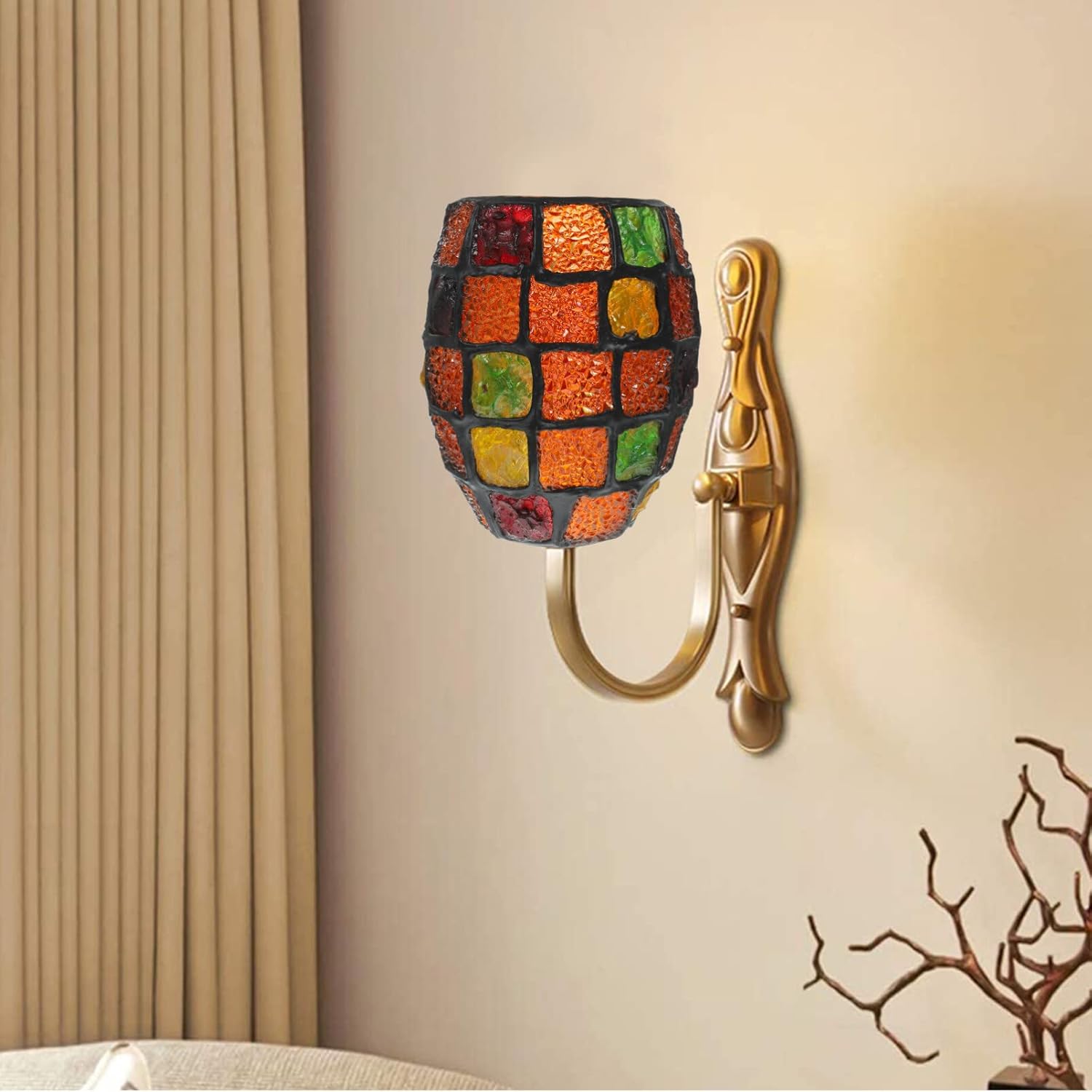Angoily Glass Light Shade Chandelier Light Cover Lamp Shade Stained Glass Single Lampshade Replacements for Wall Sconce Pendant Light Floor Lamp Colorful