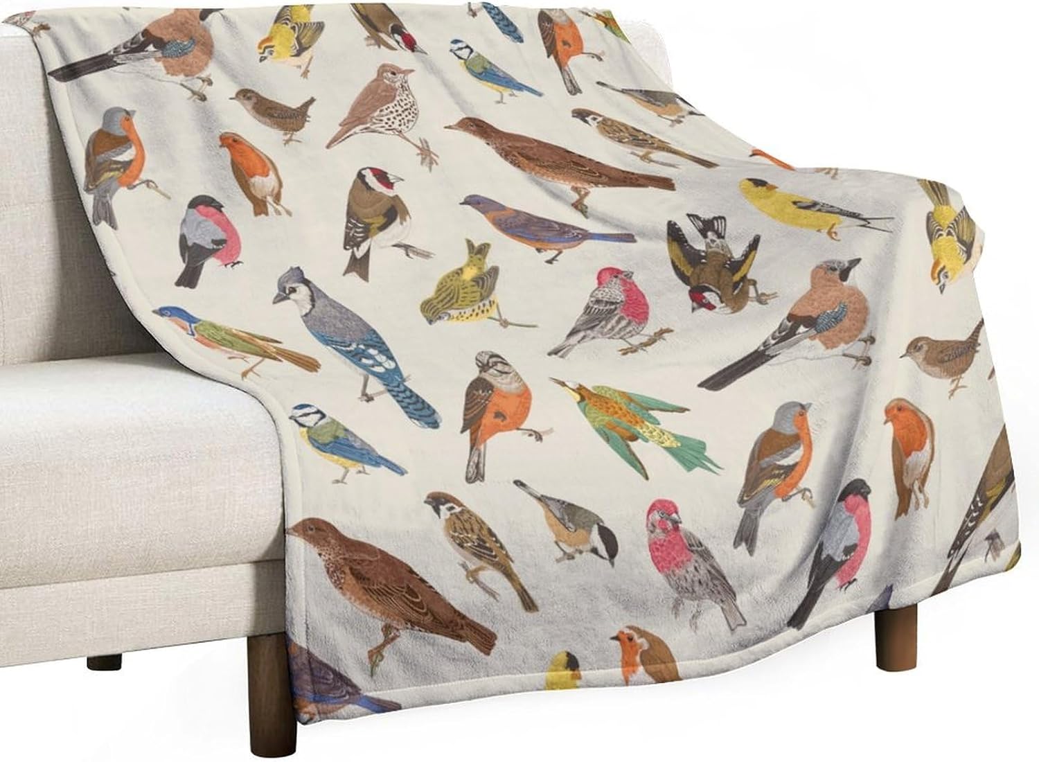 Birds Blanket Spring Colorful Flowers Leaves Watercolor Cute Hummingbird Soft Cozy Lightweight Throw Blanket for Children Girls Women Bedroom Living Room Dorm Chair Sofa Travel60x80in