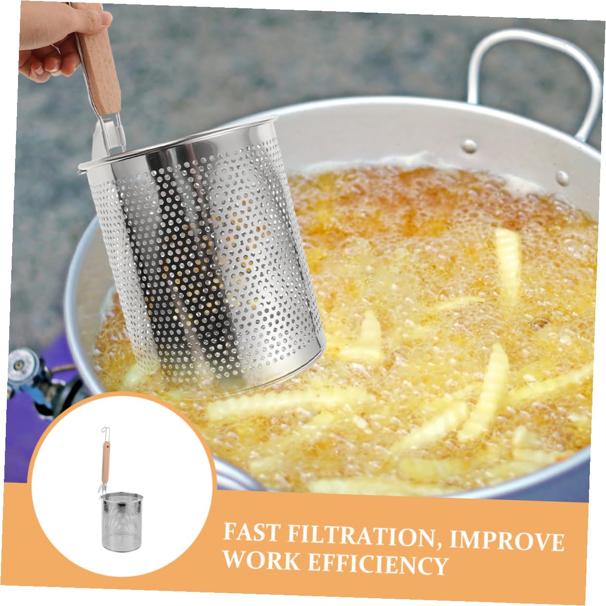 Cesta de Fideos de Acero Inoxidable 2 Piezas con Mango Ergonómico