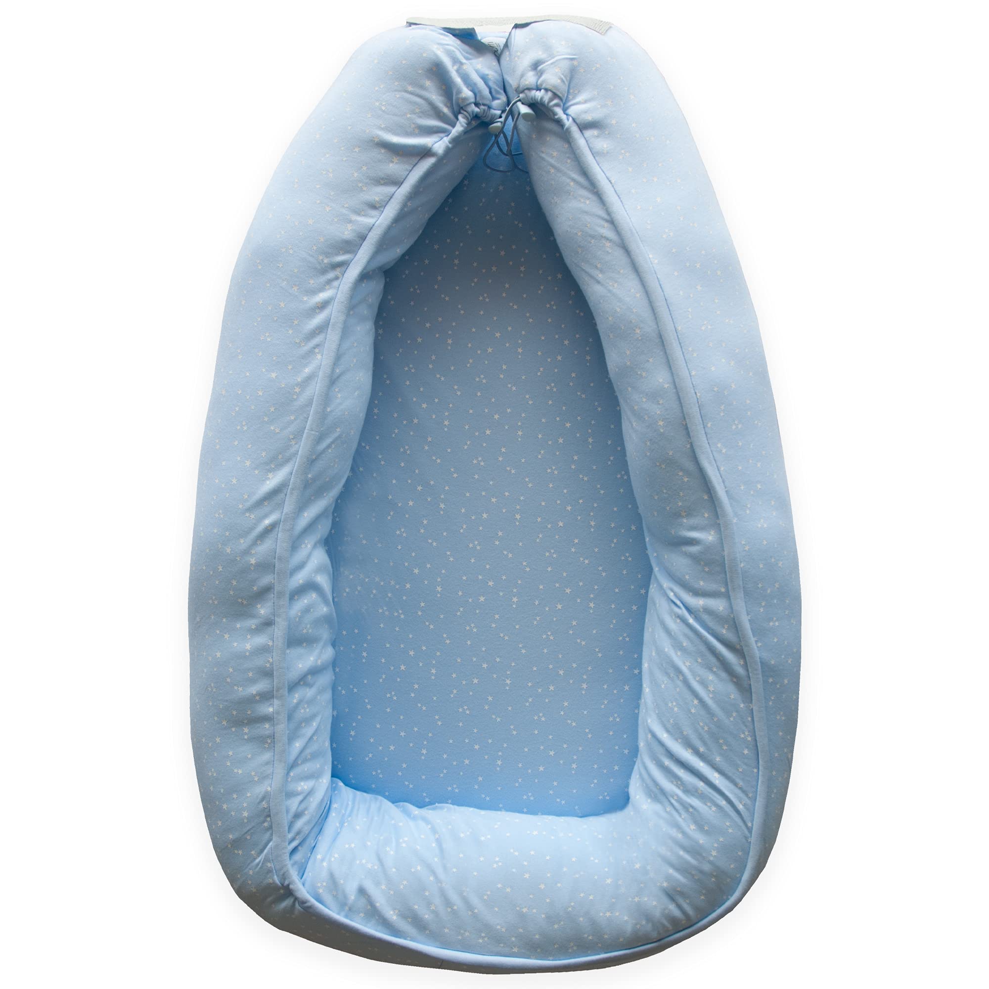 Duffi Baby Cojin Nido Bebe Recien Nacido. Reductor de Cuna Bebes. Cama Nido de Viaje Desenfundable. Colecho. Cambiador Bebe. Diseño de Estrellas. Algodon y Bambu. Color Azul 0960-12