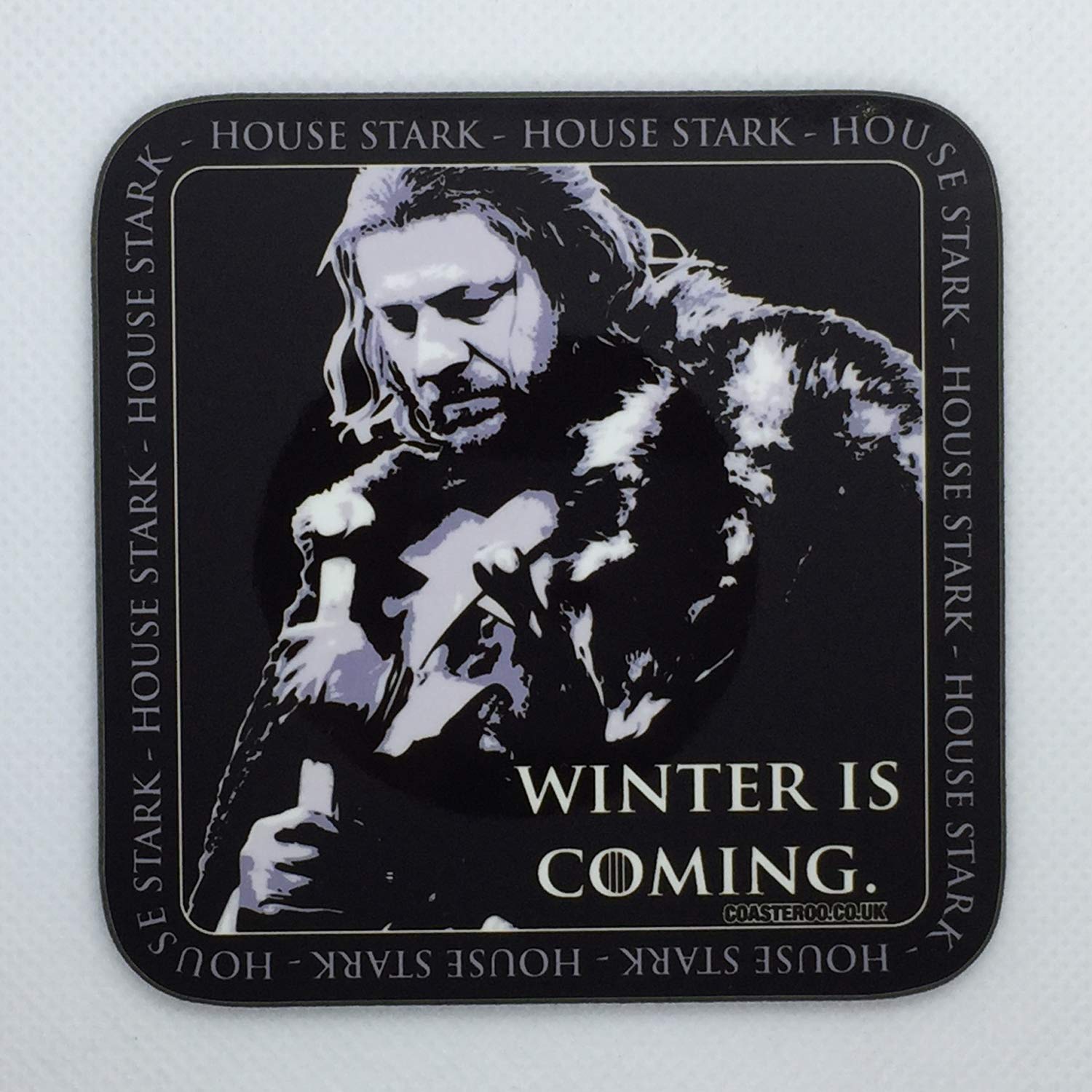 Coasteroo Winter Is Coming - Ned Stark From Game Of Thrones - Drinks Coaster - Hardboard - 9Cm X 9Cm - Gloss Finish