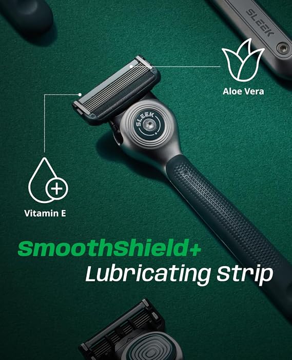 DORCO SLEEK 6 Blade Razor for Men with Multi-Flex Technology for a Smooth & Comfortable Shave | Cartridge Razor for Men, Razor Handle + 7 Cartridges