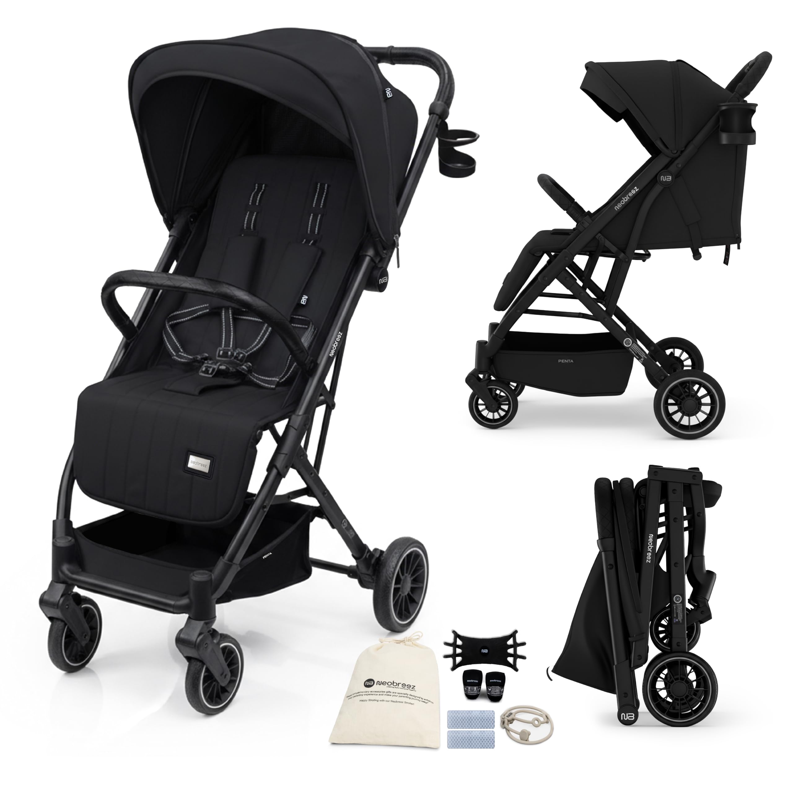 Neobreez PENTA Lightweight Travel Baby Toddler Stroller,Trolley Handle Pushchair,Quick Fold&Auto lock,Waterproof UPF 50+ Canopy,Gift Bag,Toy Strap,LED lights,Cup&Phone Holder,0-3yrs,15kg,3yrs Warranty-picture-25