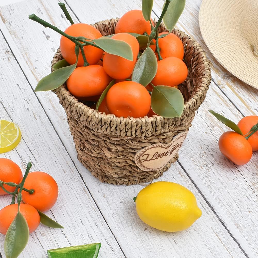 Fake Mini Tangerine Orange Artificial Fruit Simulation Fake Lifelike for Home Party Kitchen Festival Decoration 6 pcs