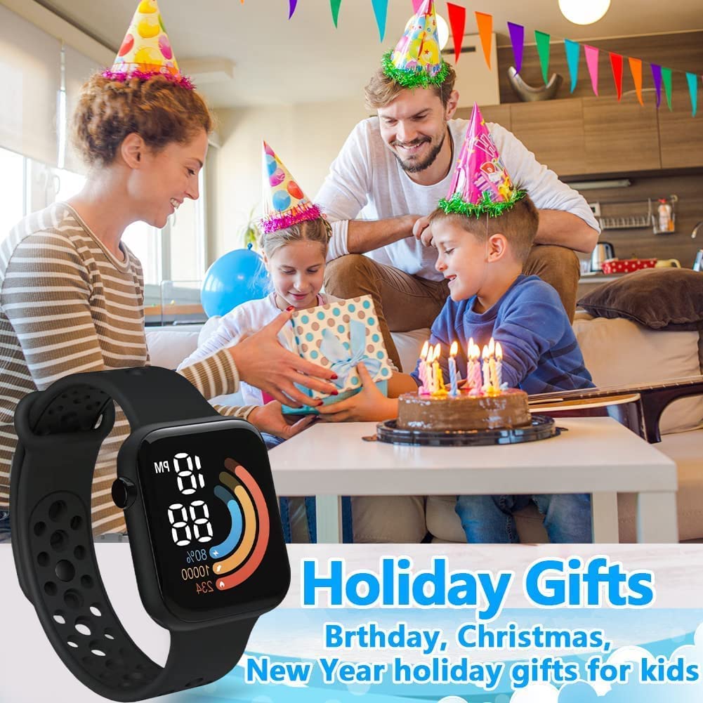 Smartwatch, Kinder Smartwatch, wasserdichte Kinder-Fitness-Aktivitäts-Tracker-Uhr, Mode Digitaluhr, Sports Outdoor Armbanduhr für Jungen und Mädchen im Alter von 3–12 Jahren (schwarz)