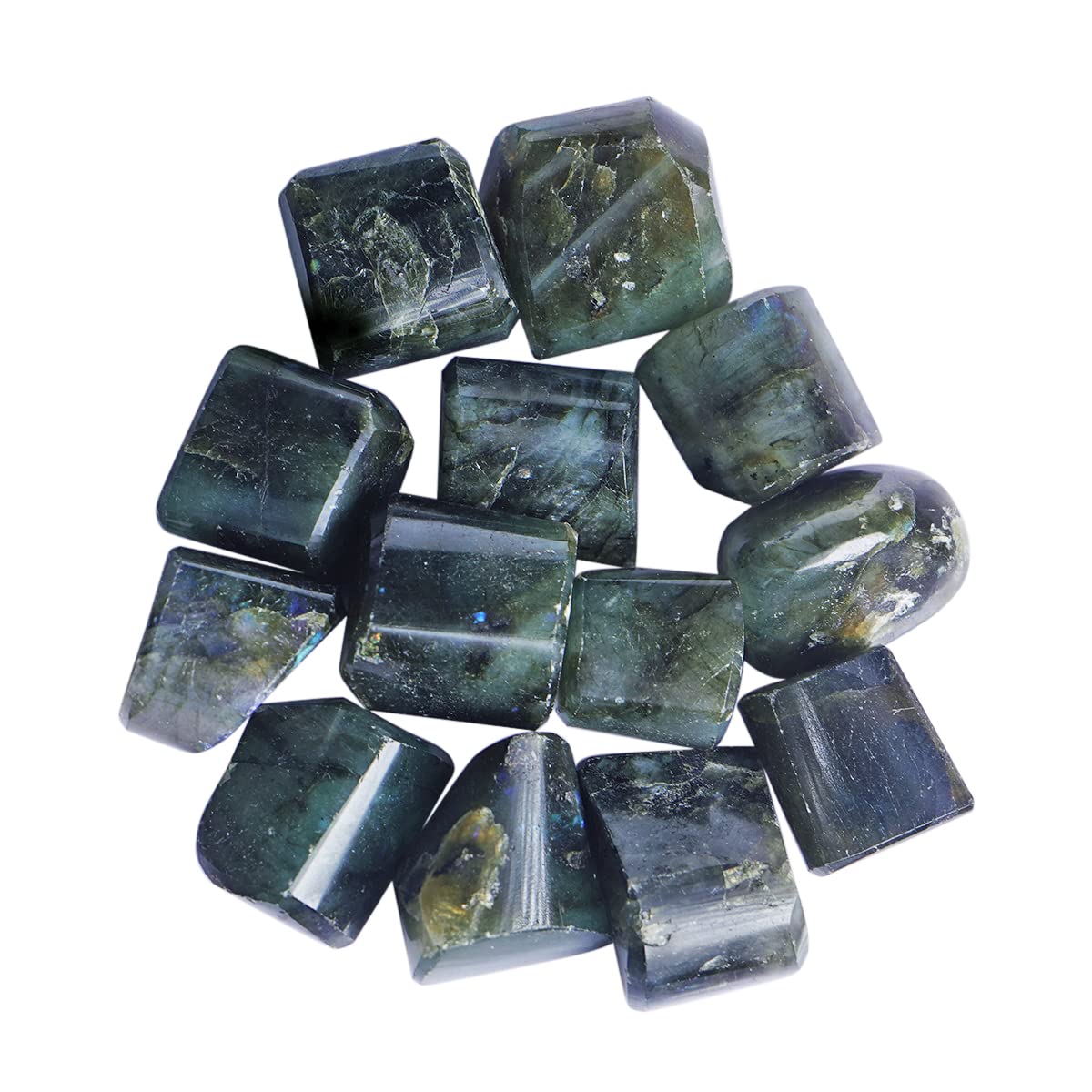 Labradorite Tumble Crystal for Meditation & Reiki (50 Gm) | Natural Gemstone for Intuition & Protection | Decorative Crystal Showpieces for Vastu Home Decor & Office Desk Decoration (2-4 Pcs)