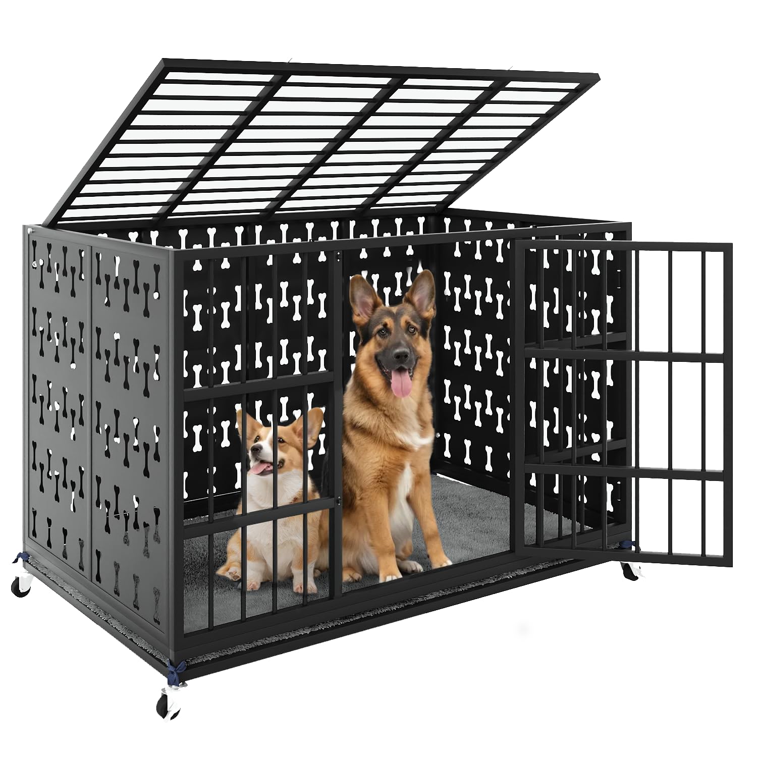 Metal Dog 42in Crate Double Door 42 In Dog Cage 42