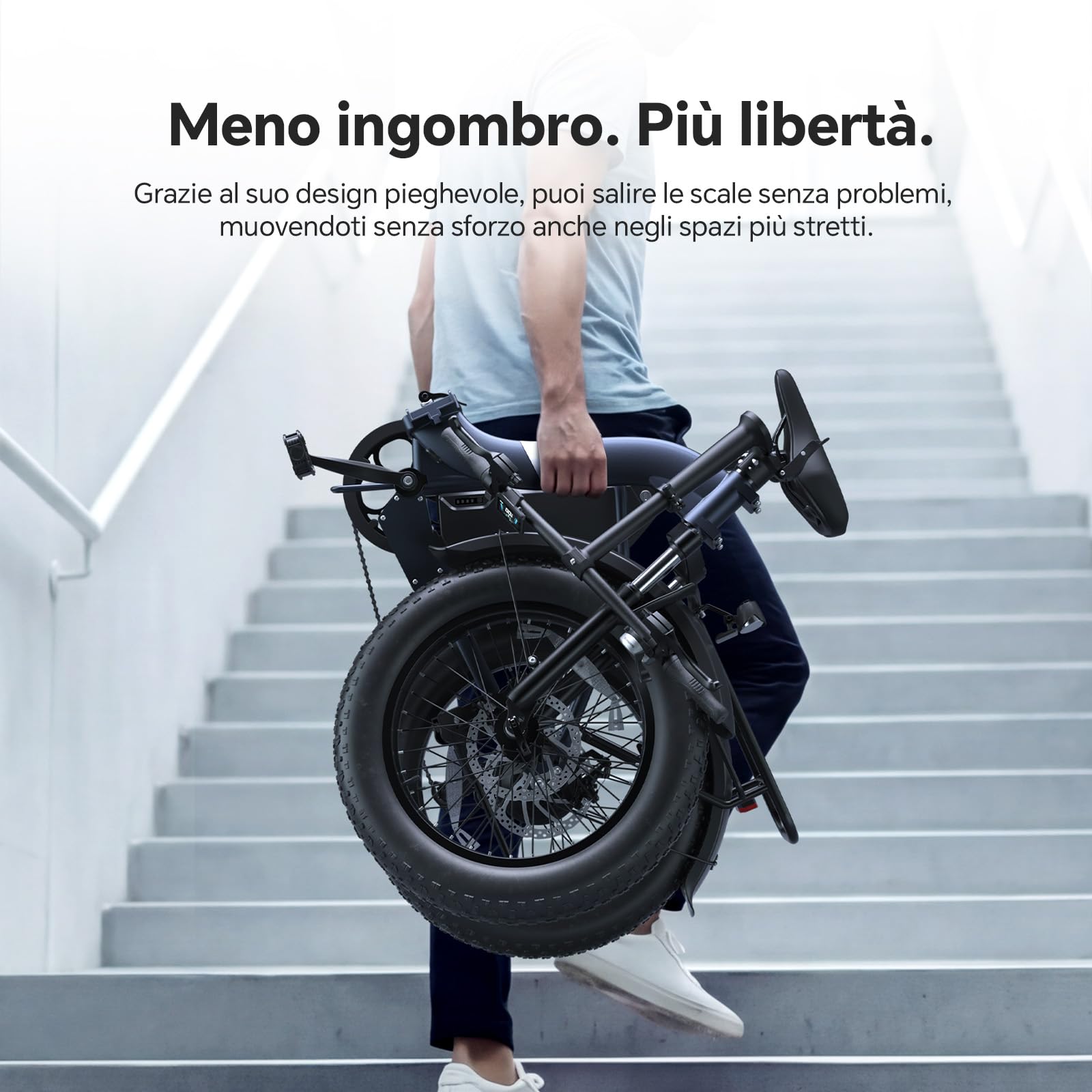 Touroll Bicicletta Elettrica, S2/S2 Pro bici elettrica pieghevole, 20"×4.0" fat bike elettrica, Autonomia 150KM, electric bike Pedalata Assistita